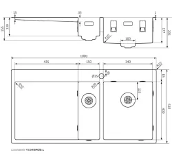 Lorreine SP sorozat rozsdamentes acél mosogató 100x51 cm csaptelep nyílással 1534SPDB-L