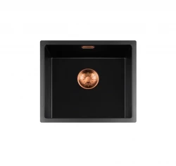 Lorreine BQ sorozat mosogató 44x41cm aláépíthető fekete réz dugóval 40BQ37-FU-COPPER