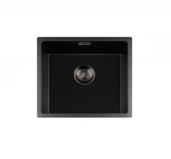 Lorreine BQ sorozat mosogató 44x41cm beépíthető fekete gun metal leeresztő dugóval 40BQ37-FU-GUNMETAL