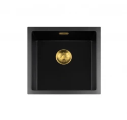 Lorreine BQ sorozat mosogató 45x45cm felépítmény fekete arany dugóval 40BQ-T-GOLD
