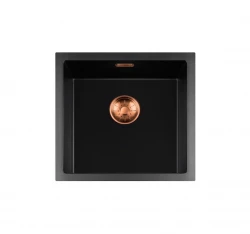 Lorreine BQ sorozat mosogató 45x45cm fekete réz dugóval 40BQ-T-COPPER