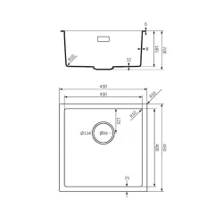Lorreine BQ sorozat mosogató 45x45cm felépítés fekete gun metal dugóval 40BQ-T-GUNMETAL