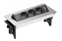 Asztali hosszabbító kábel kazetta nélkül, 3x schuko aljzat, 1,5 m-es tápkábel rozsdamentes acél dugóval 1208958679