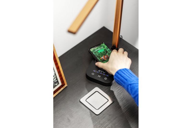 Decor Bureau lamp Bressi 8W 450lm AC220-240V 3-CCT Vezeték nélküli Töltés USB PF>0 5 RA>80 Fekete / Arany 1208962479