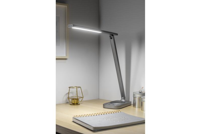 Bureau Decor lamp Bressi 8W 450lm AC220-240V 3-CCT Vezeték nélküli Töltés USB PF>0,5 RA>80 Szürke 1208962480