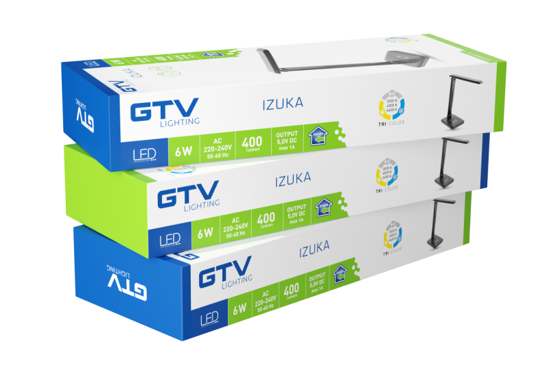 Decor IZUKA LED íróasztali lámpa 6W 400lm AC220-240V 50/60Hz CCT indukciós töltő fekete. 1208962497