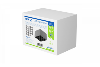 LED-decorarmatuur ARTEMIDA 20W 1920lm AC220-240V 50/60 Hz PF>0,9 Ra≥80 IP20 IK08 4000K 38° négyzet alakú fekete. 1208962642