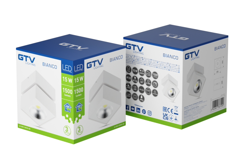 Decor Armatuur LED FEHÉR 15W 1500lm AC220-240V 50/60 Hz PF> 0.5 Ra≥80 IP20 IK06. 36° 4000K négyzet alakú fehér. 1208962665