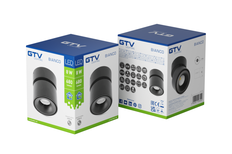 Decor LED lámpatest BIANCO 8W 680lm AC220-240V 50/60 Hz PF>0,9 Ra≥80 IP20 IK06 36° 4000K kerek fekete. 1208962672