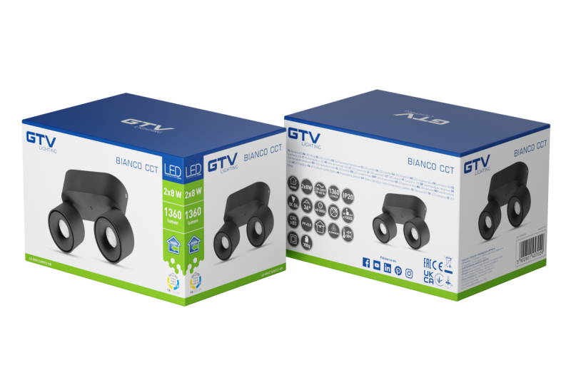 Decoreer LED armatuur BIANCO CCT 16W 680lm AC220-240V 50/60 Hz Ra≥80 IP20 36° 2700/3300/4000K fekete. 1208962674