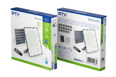 Solar LED reflektor BRAVOS, 150W, 1500lm, 6400K, IP65, 120°, napelem, távirányító, 3y 1208962682