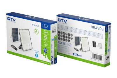 Solar LED reflektor BRAVOS, 50W, 500lm, 6400K, IP65, 120°, napelem, távirányító, 3y 1208962684