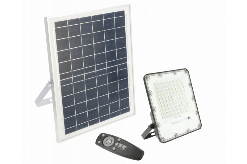 Solar LED reflektor BRAVOS, 50W, 500lm, 6400K, IP65, 120°, napelem, távirányító, 3y 1208962684