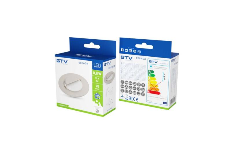 LED dekorációs lépcső világítótest ESCADA OB DC12V kerek matt üveg burával, 0,8W, 70lm, 4000K, rozsdamentes acél kábel, 150 cm