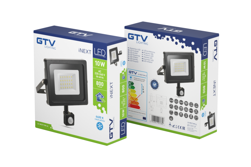 Reflektor INEXT LED mozgásérzékelővel, 10W, 800lm, AC220-240V, 50/60 Hz, PF> 0.9, RA> 80, IP65, 120 1208962858