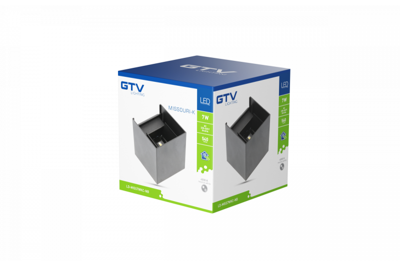Decor MISSOURI-K LED-lámpa 7W 540lm AC220-240V 50/60 Hz PF>0.5 Ra≥80 IP54 IK08 4000K négyzet alakú fekete. 1208962994