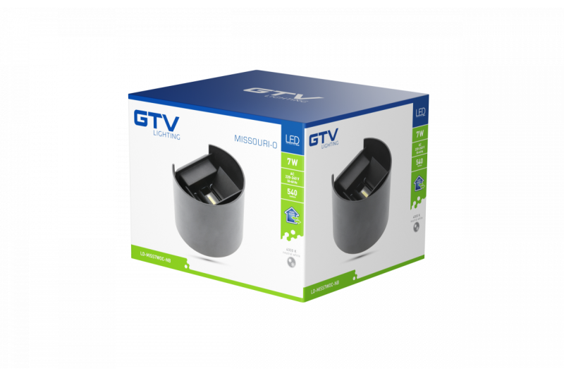 Decor MISSOURI-O LED-lámpa 7W 540lm AC220-240V 50/60 Hz PF>0.5 Ra≥80 IP54 IK08 4000K kerek fekete. 1208962996