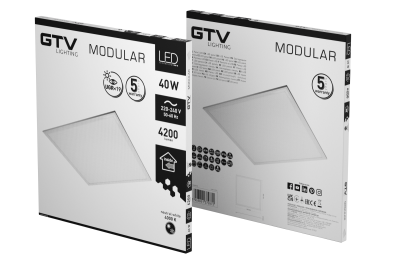 LED világítótest MODULAR, hátlap, 60x60cm, 4000K, 40W, 4200lm, AC220-240V, PF>0,9, IP54, 5y, UGR<19 1208963000