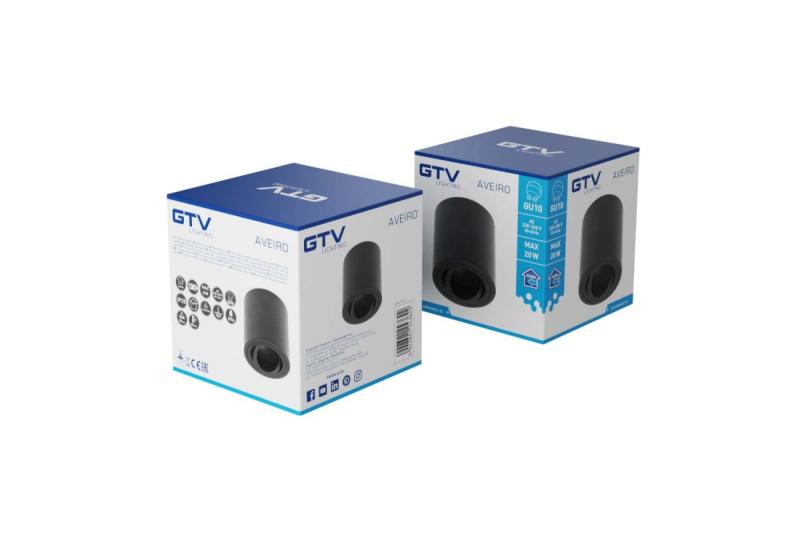 Dekor Plafonlámpa AVEIRO alumínium 80x85mm IP20 max 20W kerek fekete. 1208963830