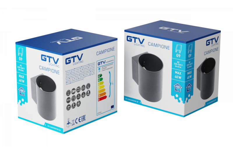 Dekorációs fali lámpatest CAMPIONE alumínium G9 IP20 max. 40W IP20 kerek fekete. 1208963851