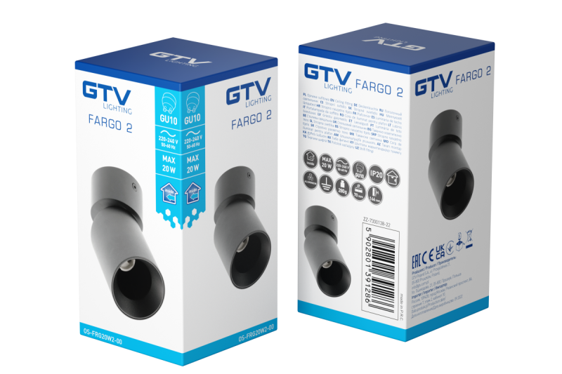 Plafondarmatuur Decor FARGO 2 aluminium 70x166mm IP20 max 20W kerek fekete. 1208963880