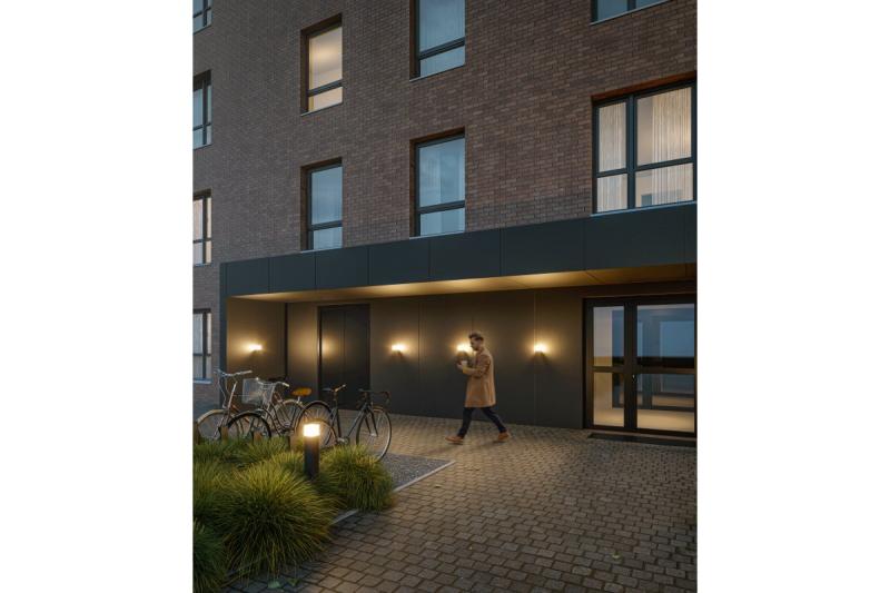 Decor Tuinarmatuur LARGO-AU E27 MAX.15W IP44 AC220-240V 50-60Hz fali lámpa egyenes felső résszel grafit színben. 1208963916