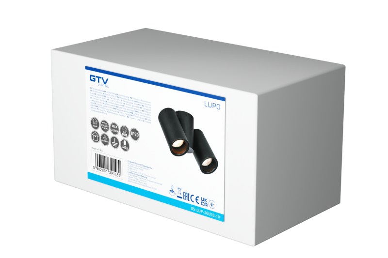 Dekor Plafonlámpa LUPO alumínium 17.5x5.6x11.5 IP20 2*GU10 max. 50W kerek fekete. 1208963926