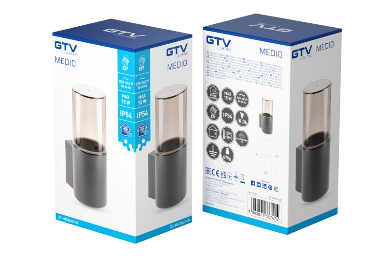 Decor Tuinverlichting MEDIO-AU E27 MAX.15W IP54 AC220-240V 50-60Hz fali lámpa grafit. 1208963937