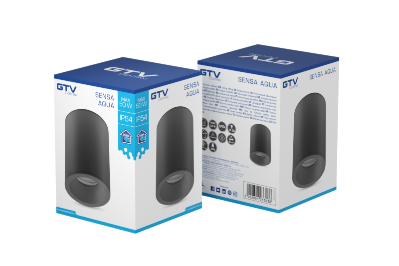 Decor SENSA AQUA mennyezeti lámpa alumínium 85x115 IP54 max 50W kör fekete. 1208964009