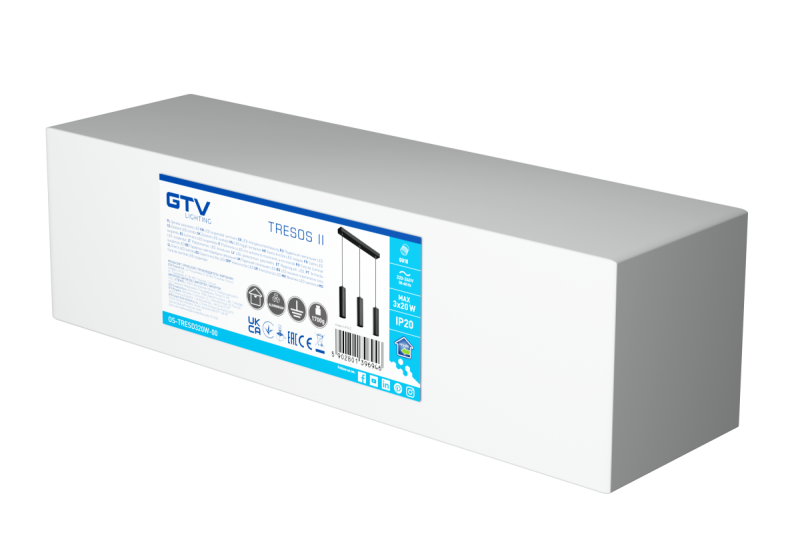 Decor Opgehangen armatuur TRESOS II 3xGU10 alumínium IP20 max. 3x20W fekete. 1208964030