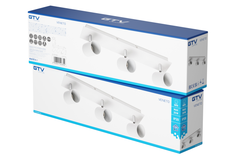 Decor Plafonddíszítő VENETO IP20 max. 20W 3 x GU10 kerek fehér. 1208964039