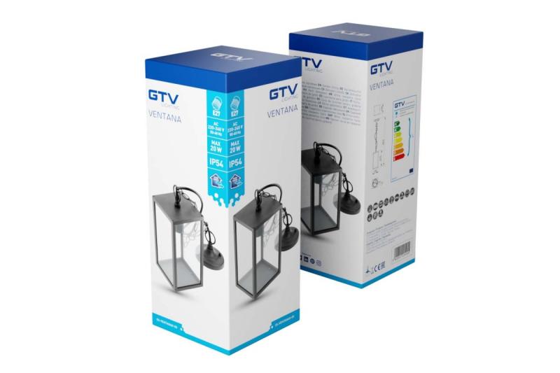 Sier Tuinverlichting Opgehangen VENTANA-H E27 MAX.20W IP54 AC220-240V 50-60Hz zwart. 1208964047