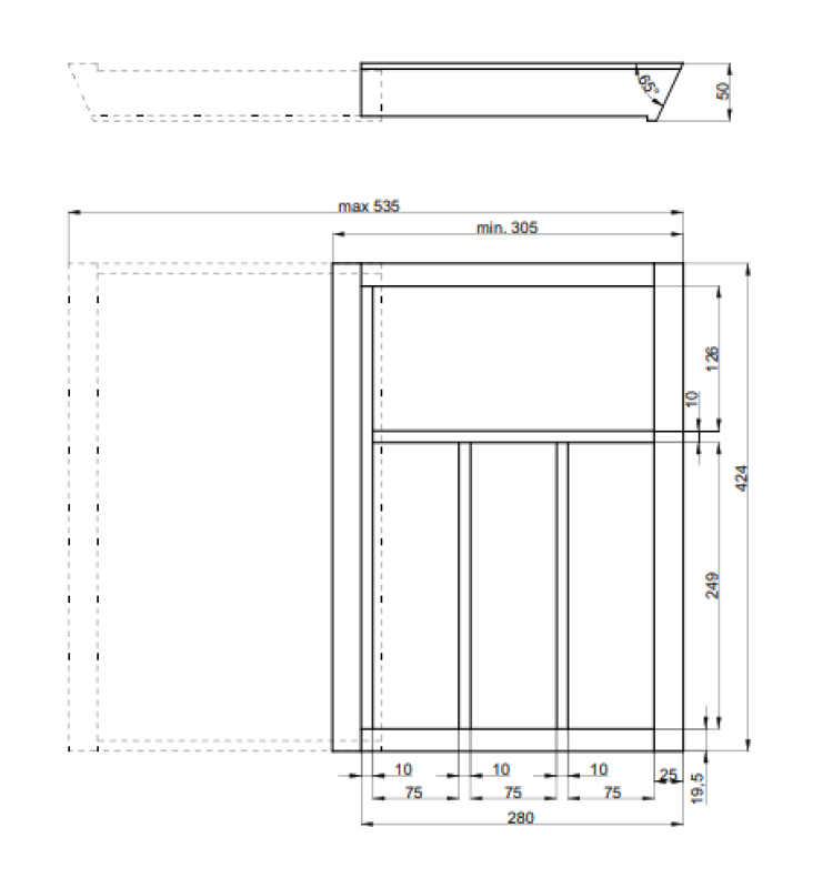 Decor Cutle Evőeszköztartó Állítható Betét 400-600 mm-es Szekrényekhez Bükk Szín 1208966289