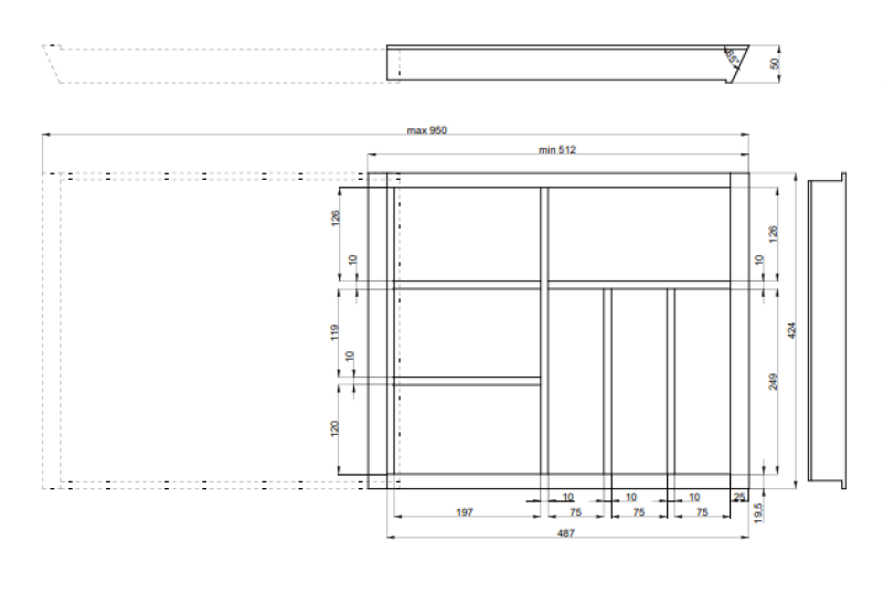 Decor Cutle Evőeszköztartó Konyhai Állítható Betét 600-1000mm-es Szekrényekhez 1208966291