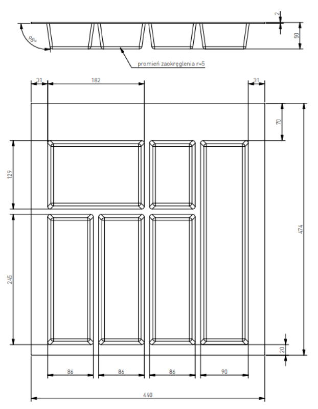 Decor Cutle Evőeszköztartó Betét Konyhafiókhoz 500 Fehér 1208966375