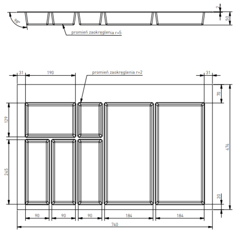 Dekor Cutle Betét Konyhai Fiókhoz 800 Axispace Fehér 1208966379