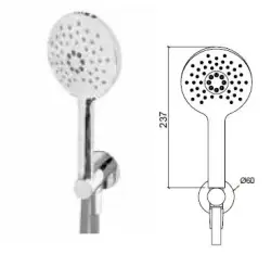 Waterrevolutie Flow ronde handdoucheset compleet met muurbevestiging mat wit - 3 standen - T1621RBR