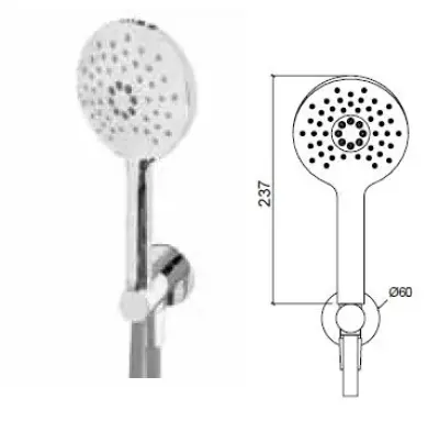 Waterevolution Flow ronde handdoucheset compleet met muuraansluiting gun metal T1621RGME