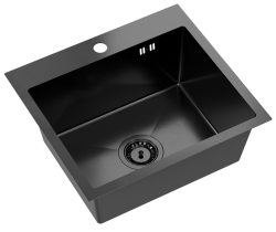 Quadri Dixton 50 fekete Nano PVD rozsdamentes acél mosogató 500x450 mm csaptelep-lyukkal 1208967082