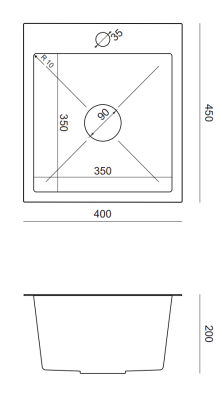Quadri Dixton 40 szett fekete rozsdamentes acél mosogatóval nano PVD bevonattal, 400x450 mm méretben, csaptelep nyílással és Quadri Bristol konyhai csapteleppel.