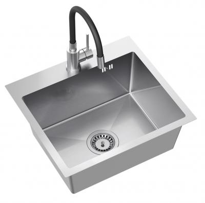 Quadri Dixton 50 szett rozsdamentes acél mosogatóval 500x450 mm méretben, csaptelep nyílással, és rozsdamentes acél Bristol konyhai csapteleppel.