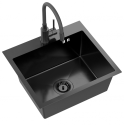 Quadri Dixton 50 Set met zwarte Nano PVD RVS spoelbak 500x450 mm met kraangat opbouw en Bristol zwarte keukenkraan

Quadri Dixton 50 szett fekete Nano PVD rozsdamentes acél mosogatóval 500x45