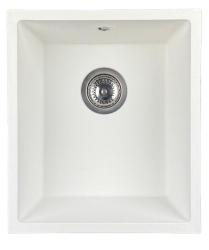 GraniteMy Universele granieten witte spoelbak 34x40 cm wit, geschikt voor opbouw, onderbouw en vlakbouw, met roestvrijstalen plug 1208967107