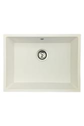 GraniteMy Universele granieten witte spoelbak 55x40 cm wit opbouw, onderbouw en vlakbouw met roestvrijstalen plug 1208967109