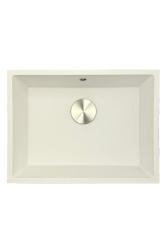 GraniteMy Universele granieten witte spoelbak 55x40 cm wit opbouw, onderbouw en vlakbouw met roestvrijstalen plug 1208967109