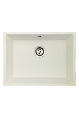 GraniteMy Universele granieten witte spoelbak 55x40 cm wit opbouw, onderbouw en vlakbouw met roestvrijstalen plug 1208967109