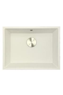GraniteMy Universele granieten witte spoelbak 55x40 cm wit opbouw, onderbouw en vlakbouw met roestvrijstalen plug 1208967109