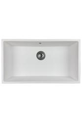 GraniteMy Universele grote witte granieten spoelbak 74x40 cm wit opbouw onderbouw en vlakbouw met roestvrijstalen plug 1208967111