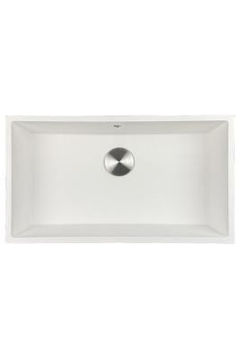 GraniteMy Universele grote witte granieten spoelbak 74x40 cm wit opbouw onderbouw en vlakbouw met roestvrijstalen plug 1208967111