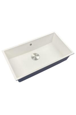 GraniteMy Universele grote witte granieten spoelbak 74x40 cm wit opbouw onderbouw en vlakbouw met roestvrijstalen plug 1208967111